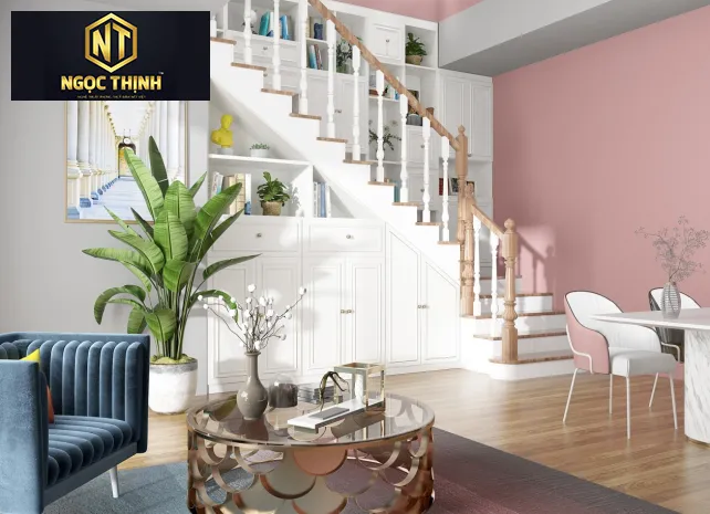 KỆ CẦU THANG NGỌC THỊNH GỖ TỰ NHIÊN SANG TRỌNG
